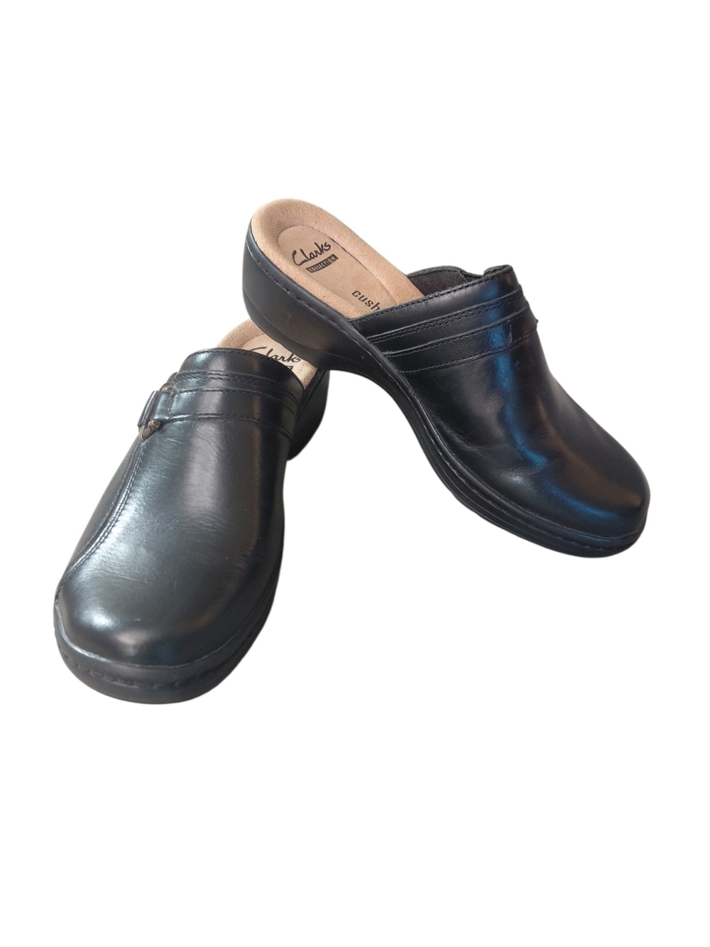 Clarks Black Leather Slip-On Clog Mules Women's Size 6